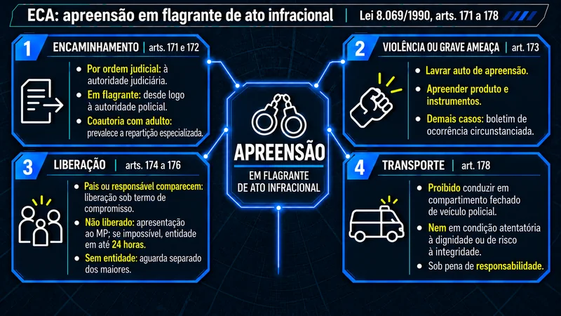 Mapa mental do ECA sobre apreensão em flagrante de ato infracional